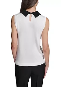 Women's Constrast Collar Sleeveless Sweater