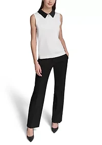 Women's Constrast Collar Sleeveless Sweater