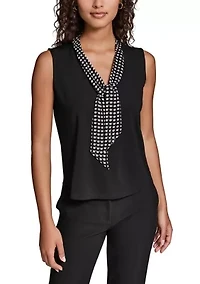 Women's Dot Tie Sleeveless Sweater