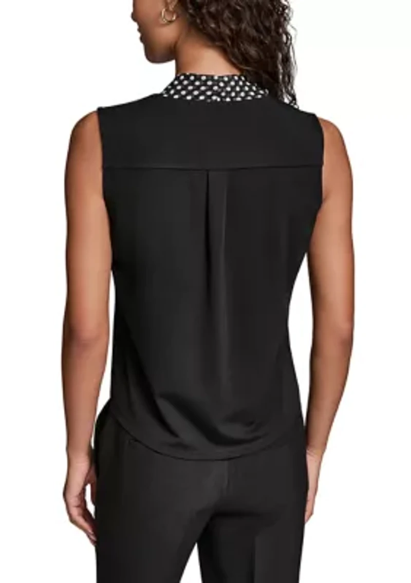 Women's Dot Tie Sleeveless Sweater