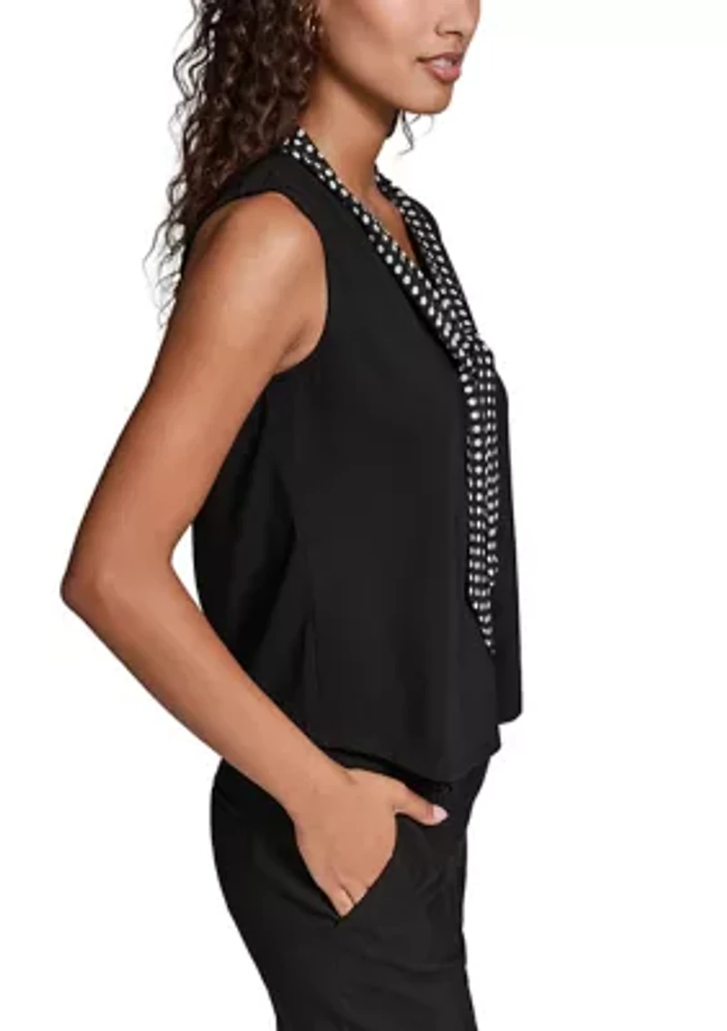 Women's Dot Tie Sleeveless Sweater