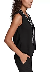 Women's Dot Tie Sleeveless Sweater