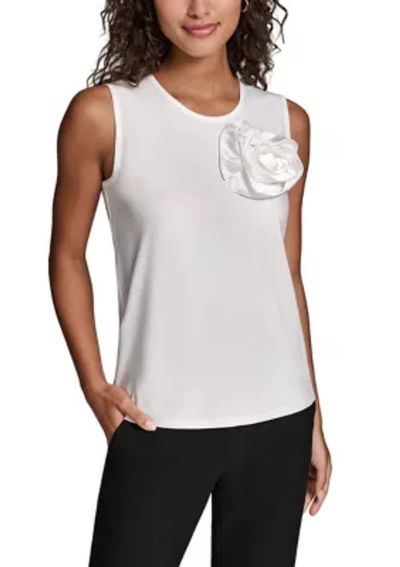 Women's Sleeveless 3D Flower Sweater