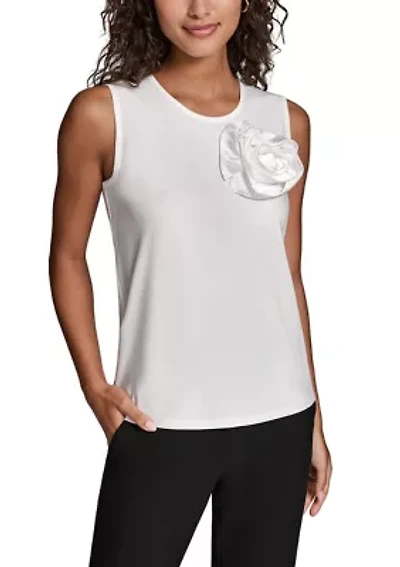 Women's Sleeveless 3D Flower Sweater