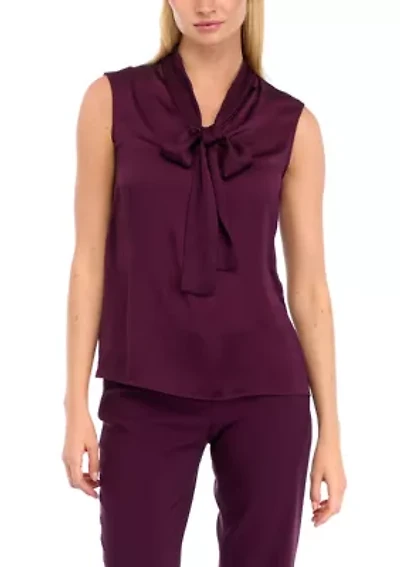 Women's Sleeveless Tie Neck Blouse