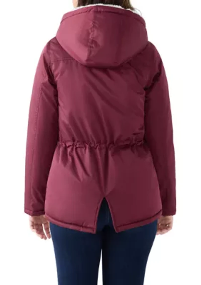 Women's Sheen Poly Twill Anorak Jacket with Hood