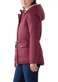 Women's Sheen Poly Twill Anorak Jacket with Hood