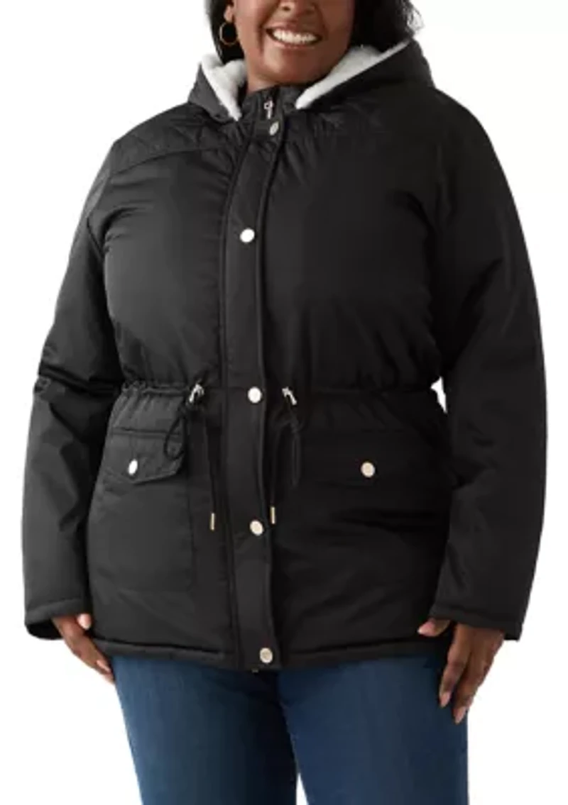 Plus Sheen Twill Anorak Jacket with Hood
