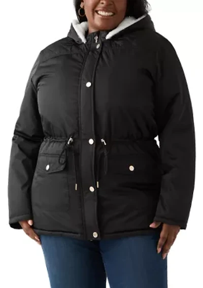 Plus Sheen Twill Anorak Jacket with Hood