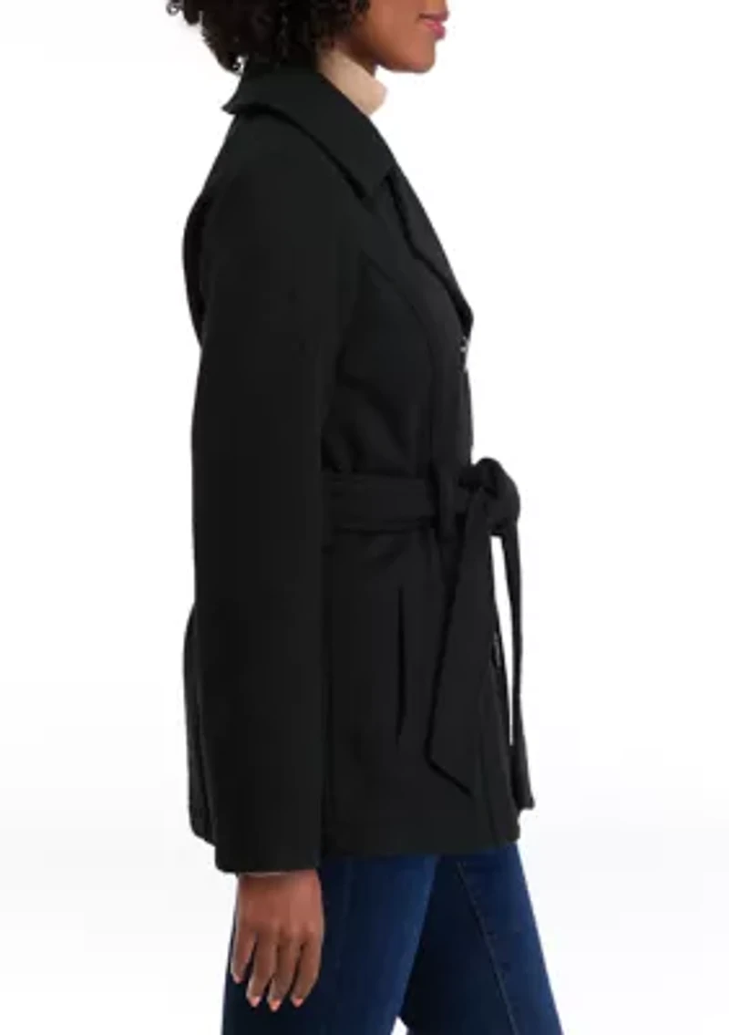 Women's Faux Wool Peacoat with Belt
