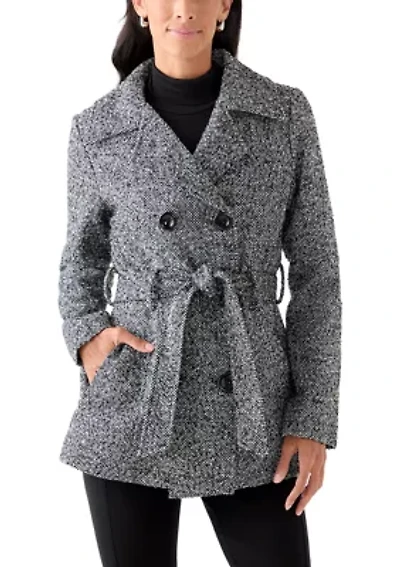 Women's Faux Wool Peacoat with Belt