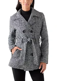 Women's Faux Wool Peacoat with Belt