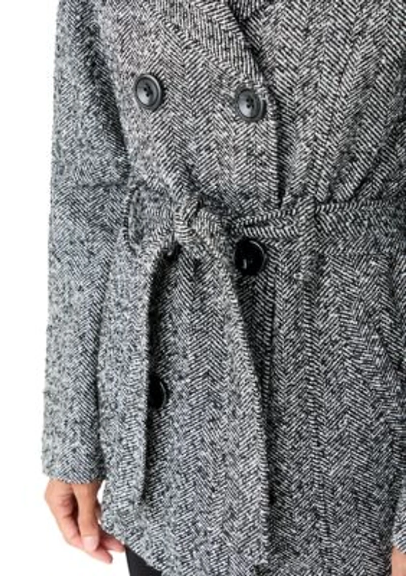 Women's Faux Wool Peacoat with Belt
