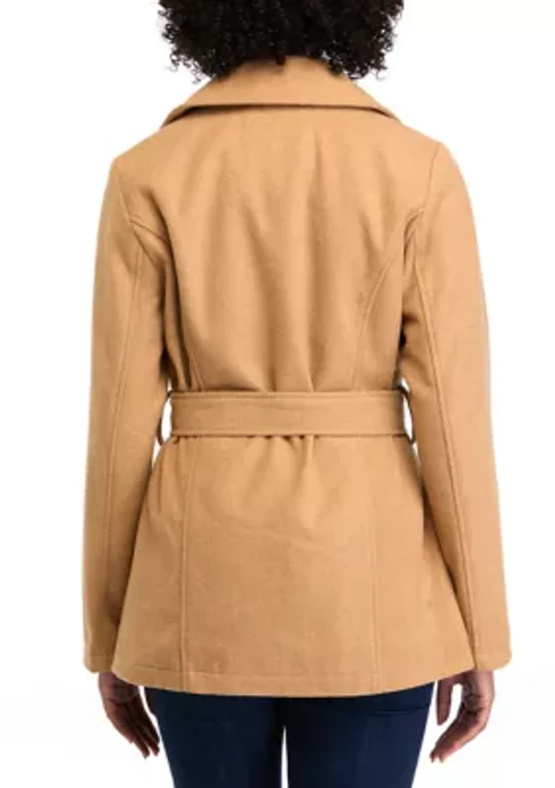 Women's Faux Wool Peacoat with Belt