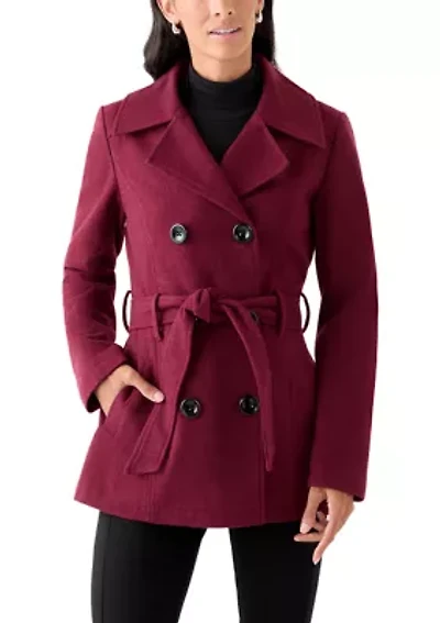 Women's Faux Wool Peacoat with Belt