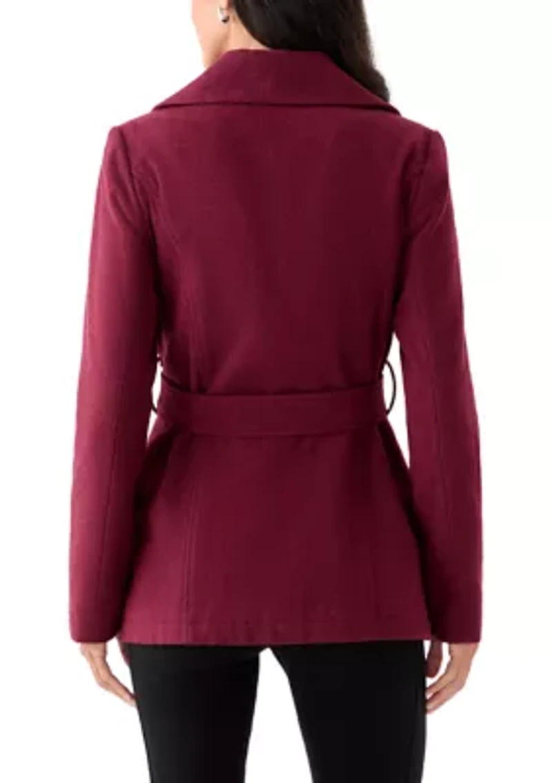 Women's Faux Wool Peacoat with Belt