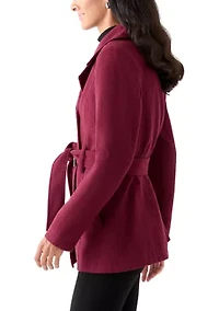 Women's Faux Wool Peacoat with Belt