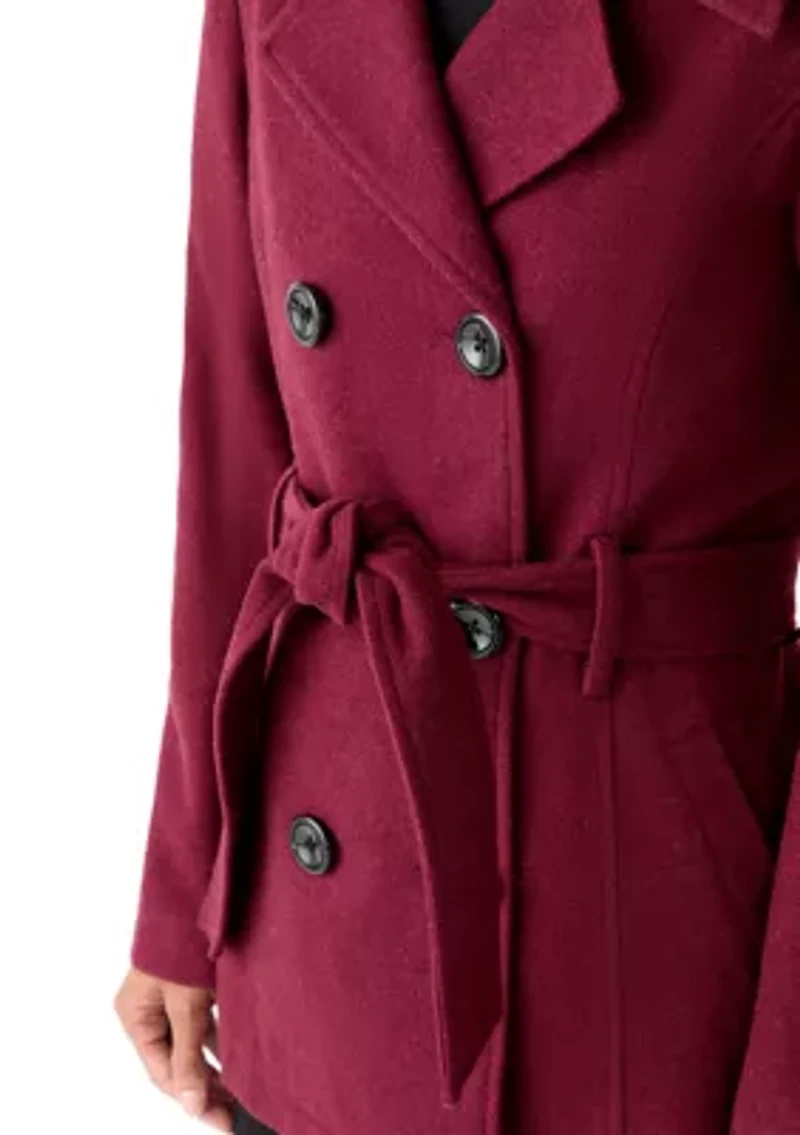 Women's Faux Wool Peacoat with Belt