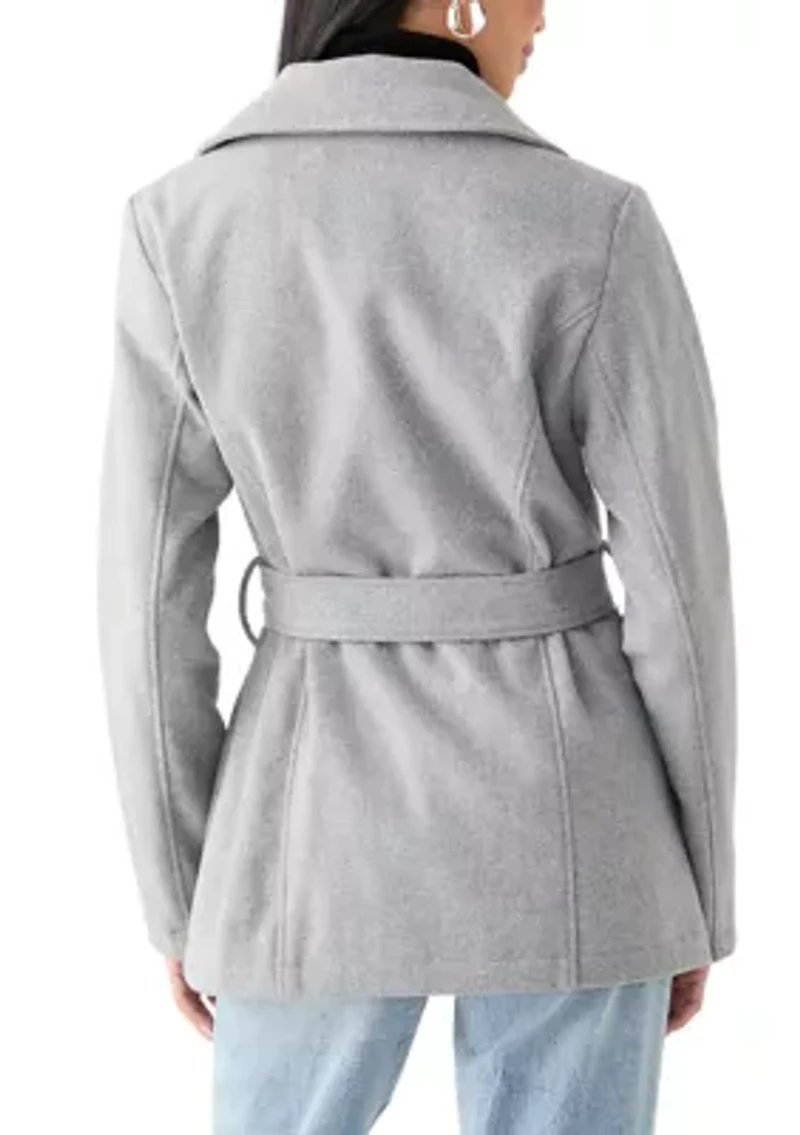 Women's Faux Wool Peacoat with Belt