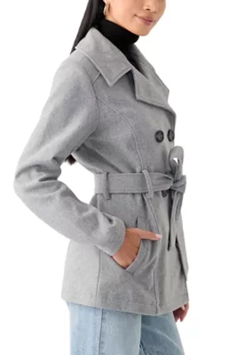 Women's Faux Wool Peacoat with Belt