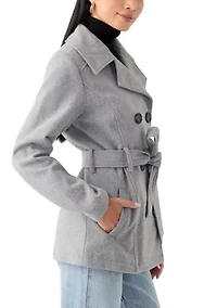 Women's Faux Wool Peacoat with Belt