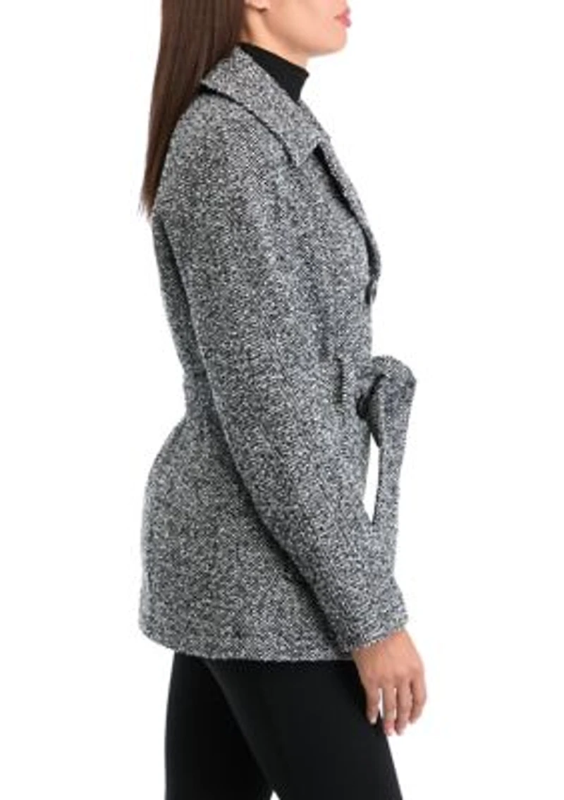 Women's Herringbone Faux Wool Peacoat