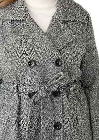 Plus Herringbone Faux Wool Peacoat