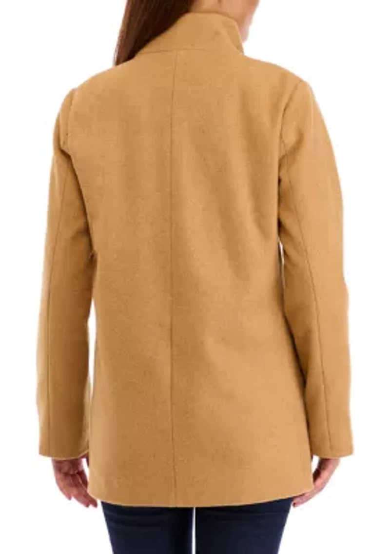 Women's Faux Wool Zipper Stand Collar Jacket