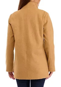 Women's Faux Wool Zipper Stand Collar Jacket