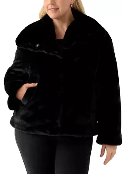 Plus Cozy Faux Fur Coat