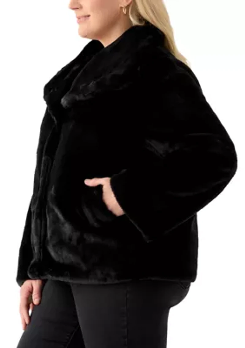 Plus Cozy Faux Fur Coat