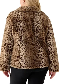 Plus Animal Print Faux Fur Coat
