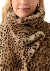 Plus Animal Print Faux Fur Coat