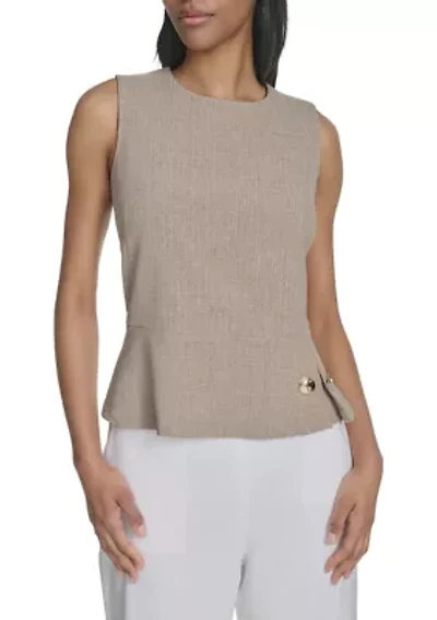 Women's Linen-Like Sleeveless Peplum Top