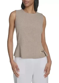Women's Linen-Like Sleeveless Peplum Top