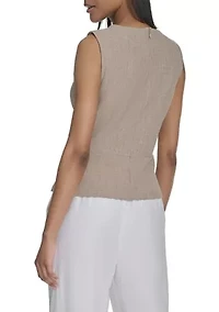 Women's Linen-Like Sleeveless Peplum Top