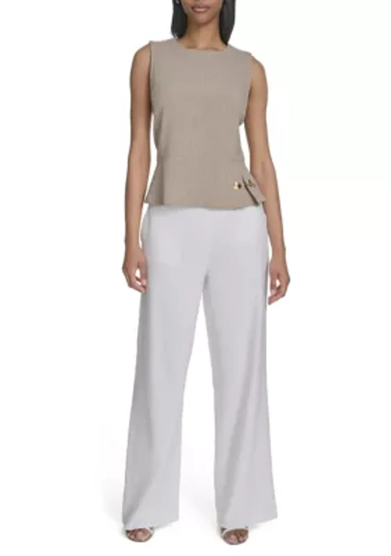 Women's Linen-Like Sleeveless Peplum Top