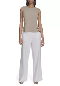 Women's Linen-Like Sleeveless Peplum Top