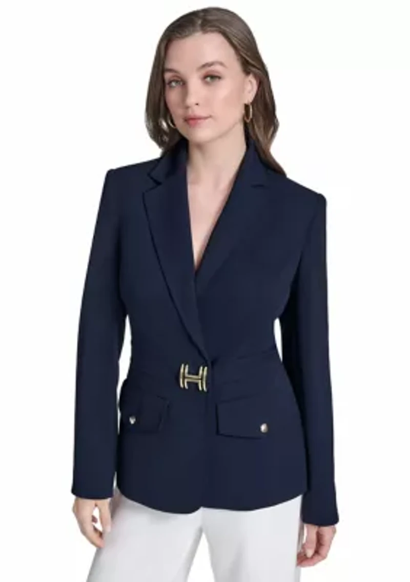 Women's Center Snap Double Pocket Suit Separate Jacket