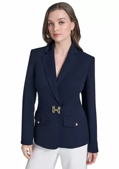 Women's Center Snap Double Pocket Suit Separate Jacket