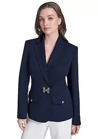 Women's Center Snap Double Pocket Suit Separate Jacket