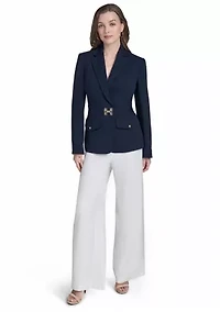 Women's Center Snap Double Pocket Suit Separate Jacket