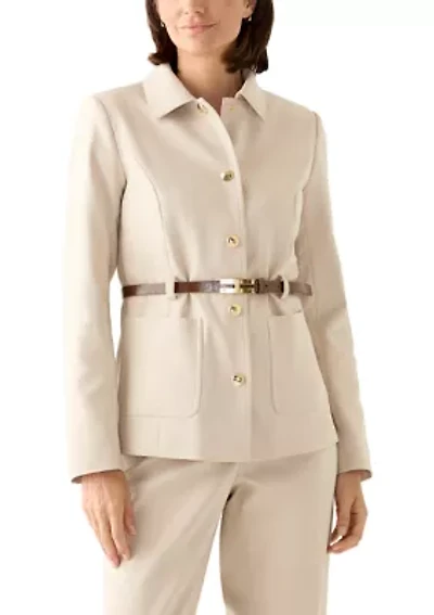 Women's Belted Button Up Blazer