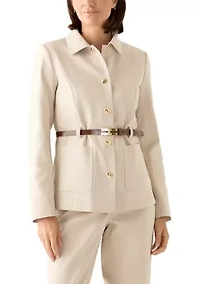Women's Belted Button Up Blazer