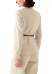 Women's Belted Button Up Blazer
