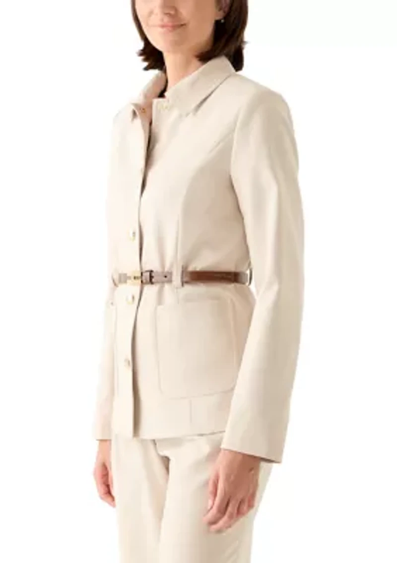 Women's Belted Button Up Blazer
