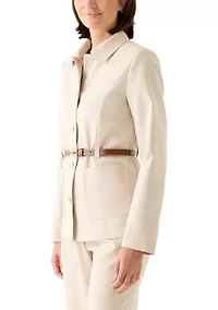 Women's Belted Button Up Blazer