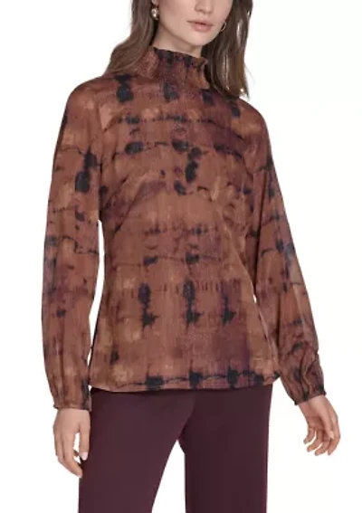 Women's Mock Neck Chiffon Blouse