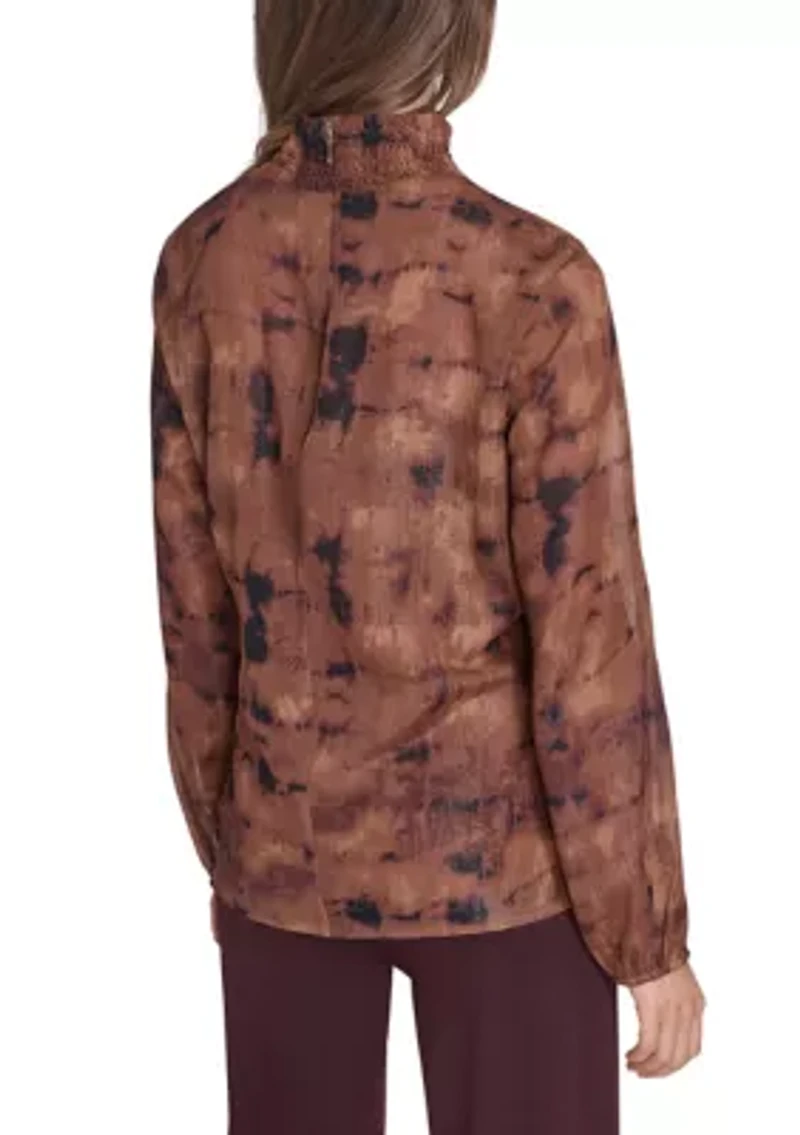 Women's Mock Neck Chiffon Blouse