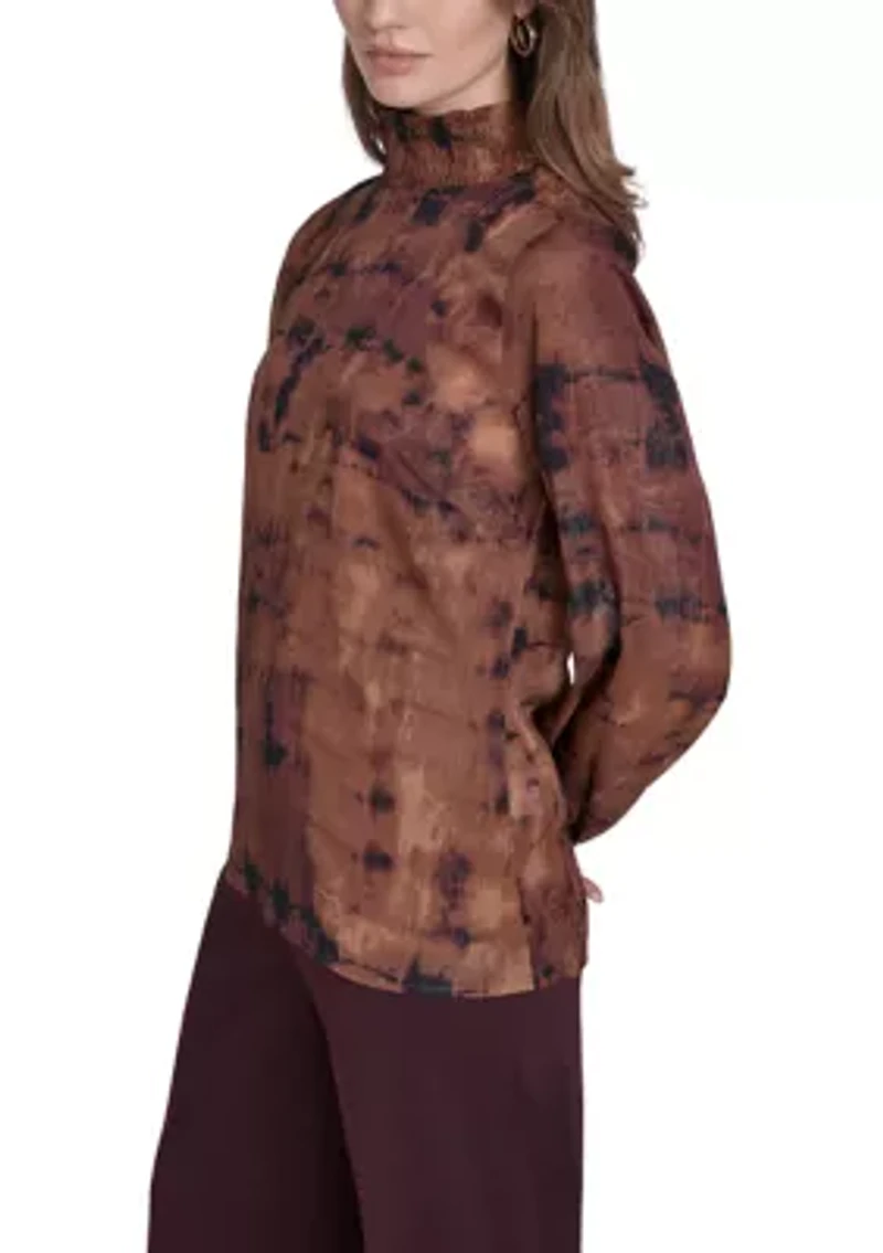 Women's Mock Neck Chiffon Blouse